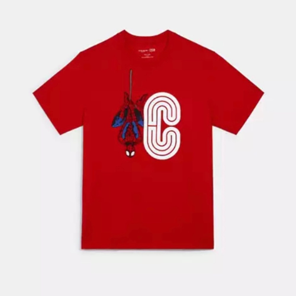 Coach X Marvel Spider Man Cotton Signature T Shirt Red SZ S